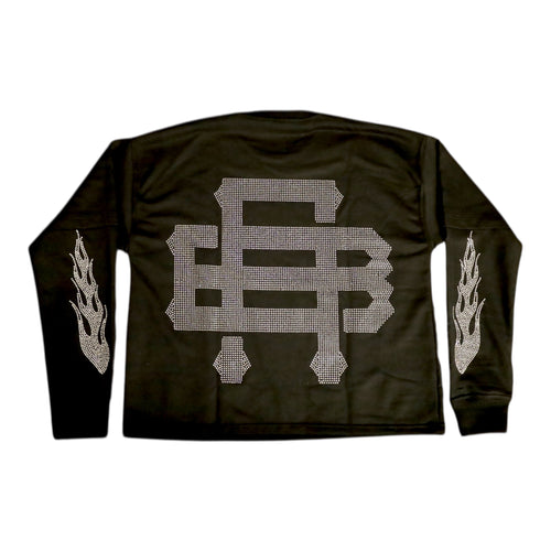 BLACK GRAFFITI RHINESTONE LONG SLEEVE