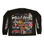 BLACK GRAFFITI RHINESTONE LONG SLEEVE